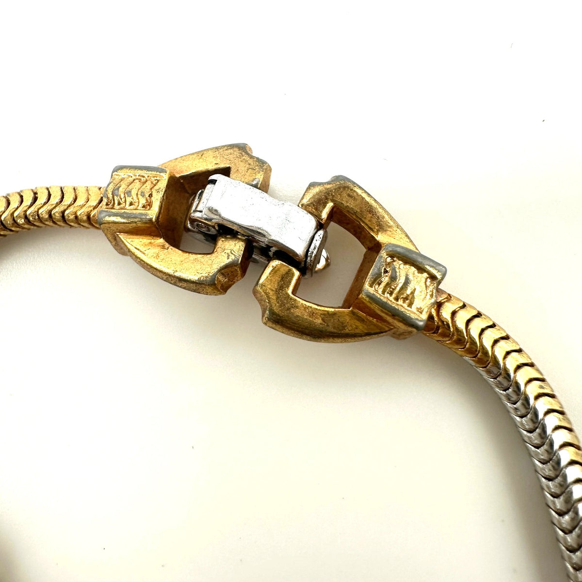 Joseph Mazer vintage gold plated clear purple rhinestones pendant chain necklace