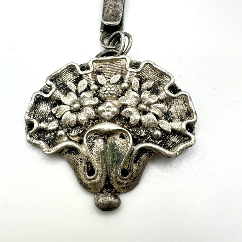 Antique chatelaine Autrian Empire pre-1867 solid 800 silver clothing clip