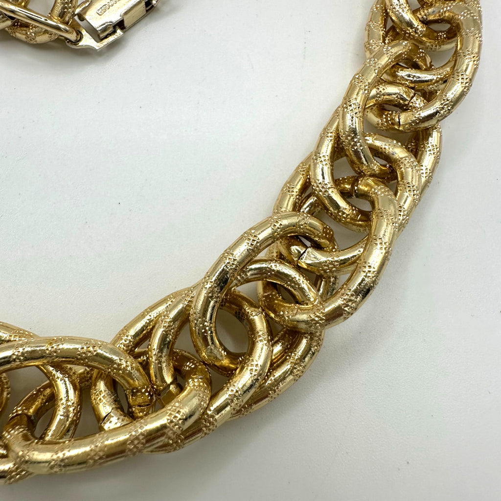 Germany signed vintage gold tone chunky twisted chain statement 24” necklace