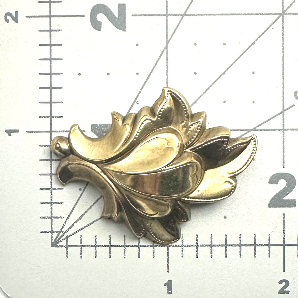 Antique Victorian 1800s gold filled 3D embossed leaves brooch pin 4.88 grams