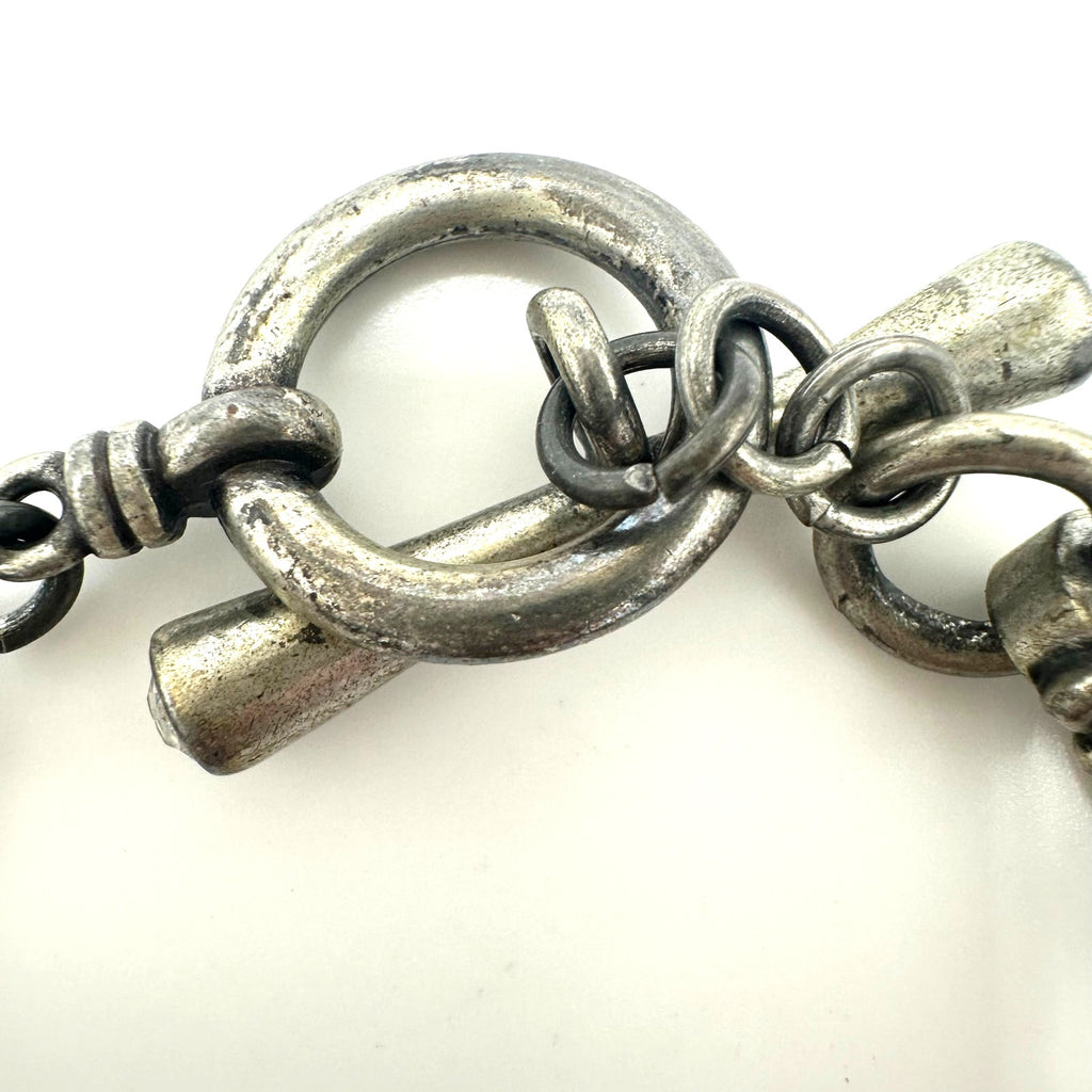 Y2K Hard Rock Cafe Hotel silver tone punk hanging chains charms bracelet 8”
