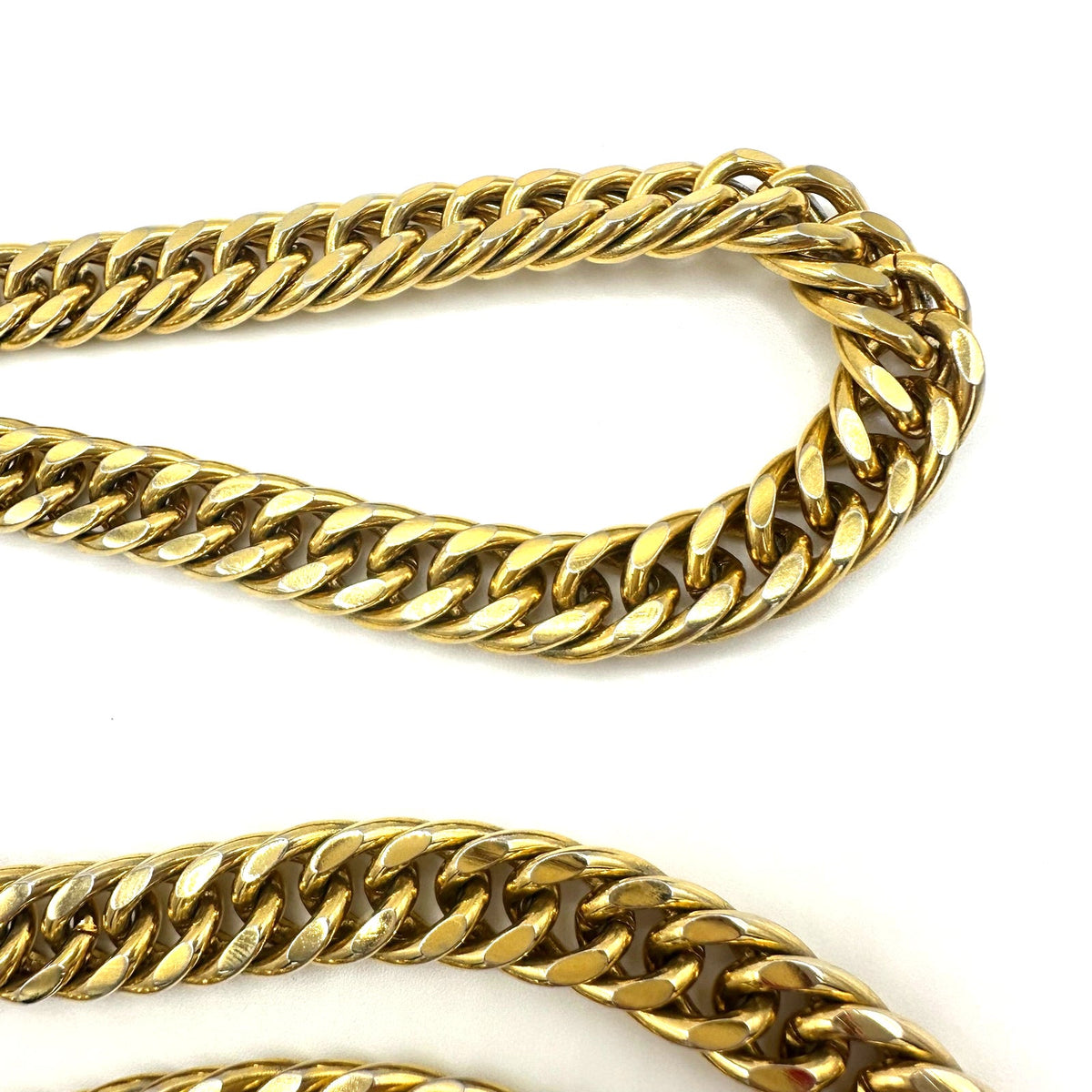 Vintage gold plated extra long 36" heavy 193g curb link unisex chain necklace