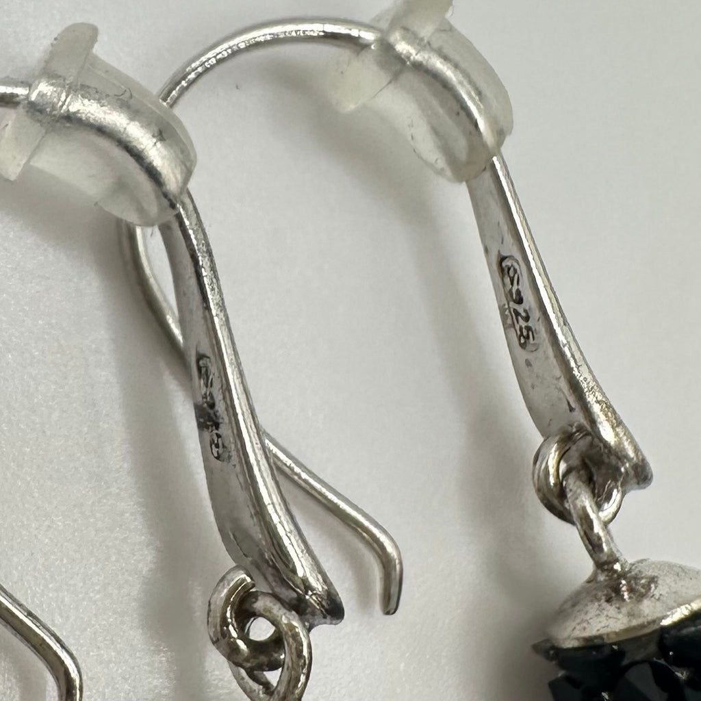 925 sterling silver Swarovski crystals tubes 18.75" necklace hook drop earrings