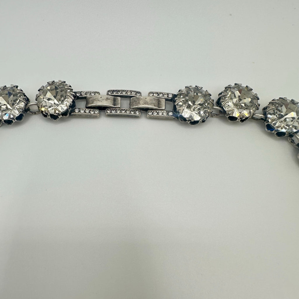 Stella & Dot Regency silver tone clear 12mm crystals rhinestones necklace