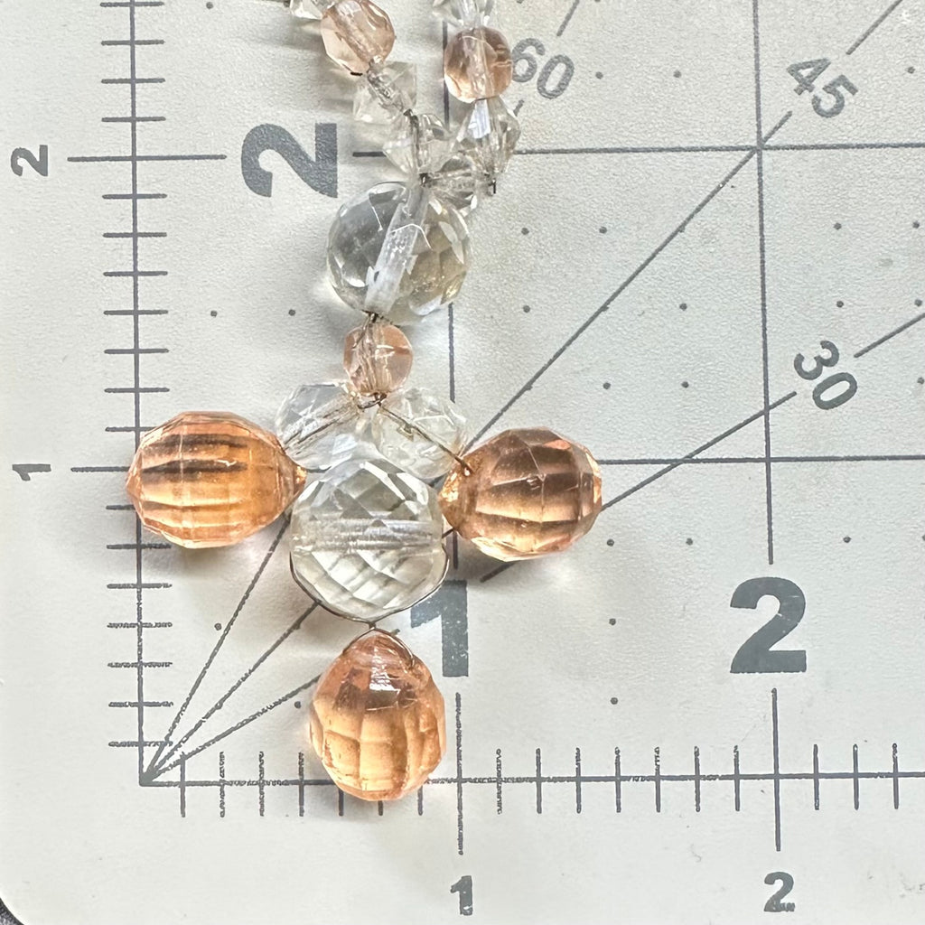 Antique Art Deco 1930s clear peach Czech glass beads beaded graduated necklace