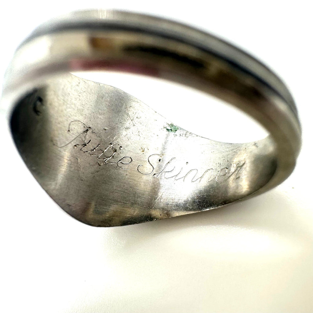Jostens 1980 vintage silver tone Lustrium peach stone class ring 6.5