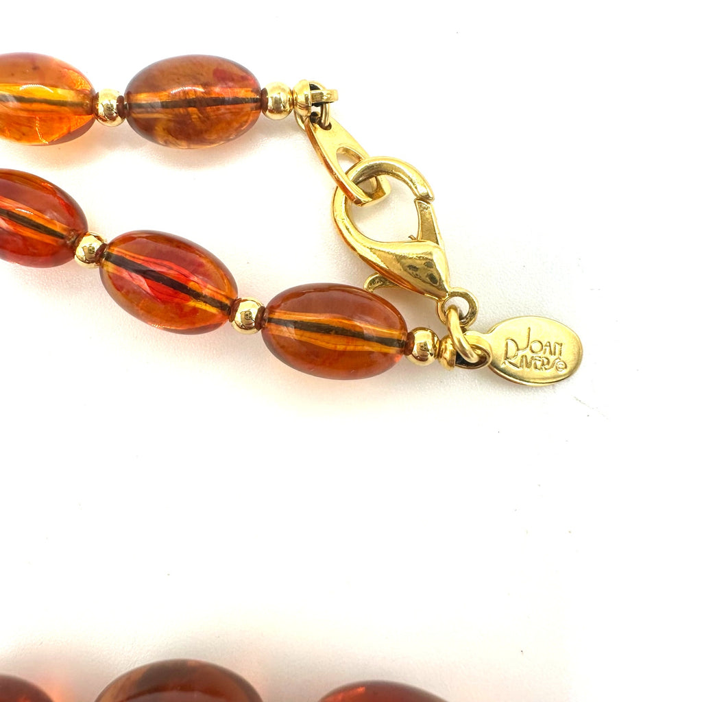 Joan Rivers vintage faux amber lucite beads beaded graduated 32" necklace