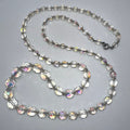 1950s vintage clear faceted glass aurora borealis AB graduated beaded necklace