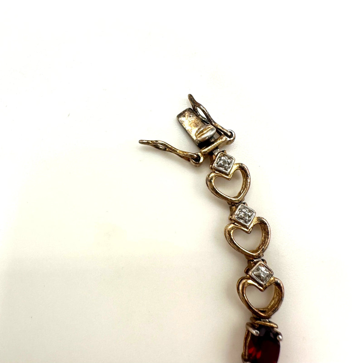DL 925 sterling silver gold vermeil multicolor real gems heart chain bracelet