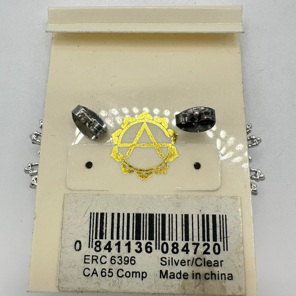Amrita Singh silver tone clear cubic zirconia CZ starburst posts earrings