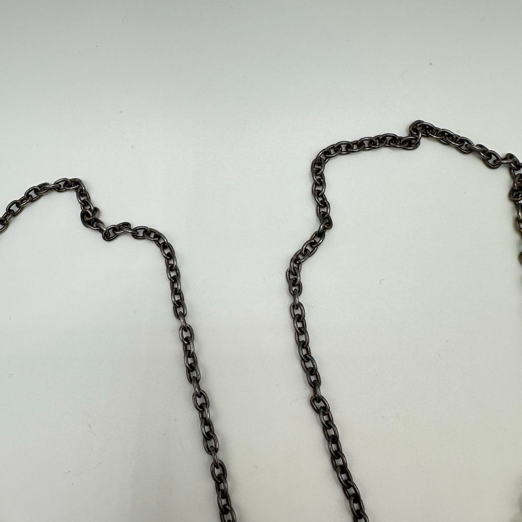 John Wind two-tone 2 double strand cream glass faux pearls beads beaded necklace