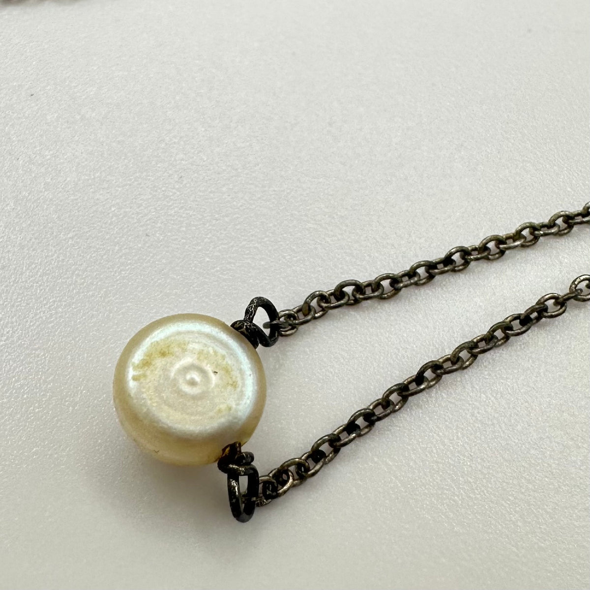 Vintage 925 sterling silver genuine freshwater pearl solitaire 19” necklace