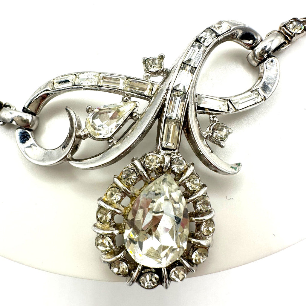 Trifari Alfred Philippe 1952 vintage silver tone clear rhinestones necklace