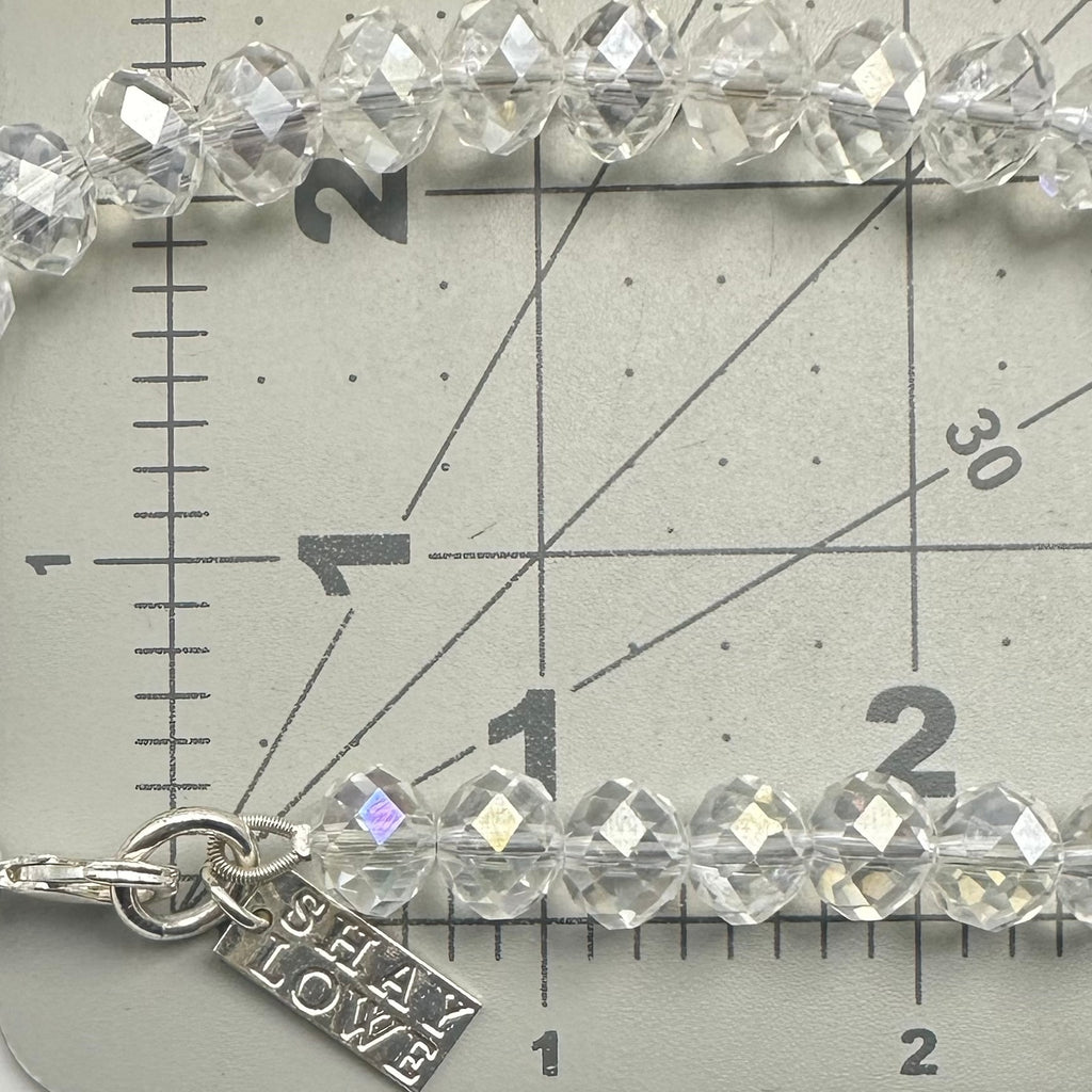 Shay Lowe clear faceted crystal glass beads beaded extra long 61” necklace