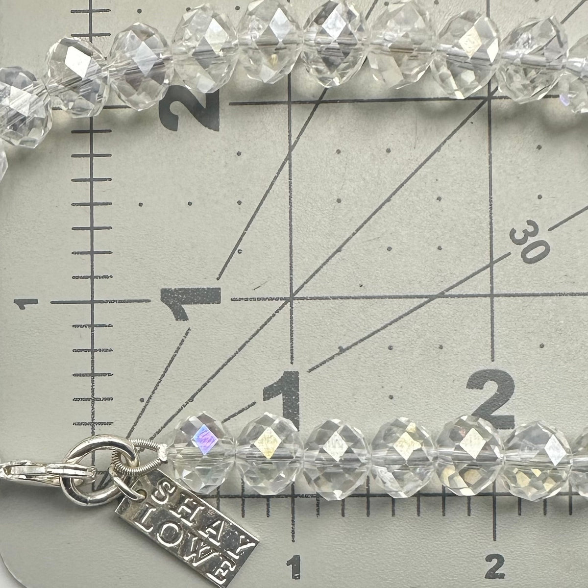 Shay Lowe clear faceted crystal glass beads beaded extra long 61” necklace
