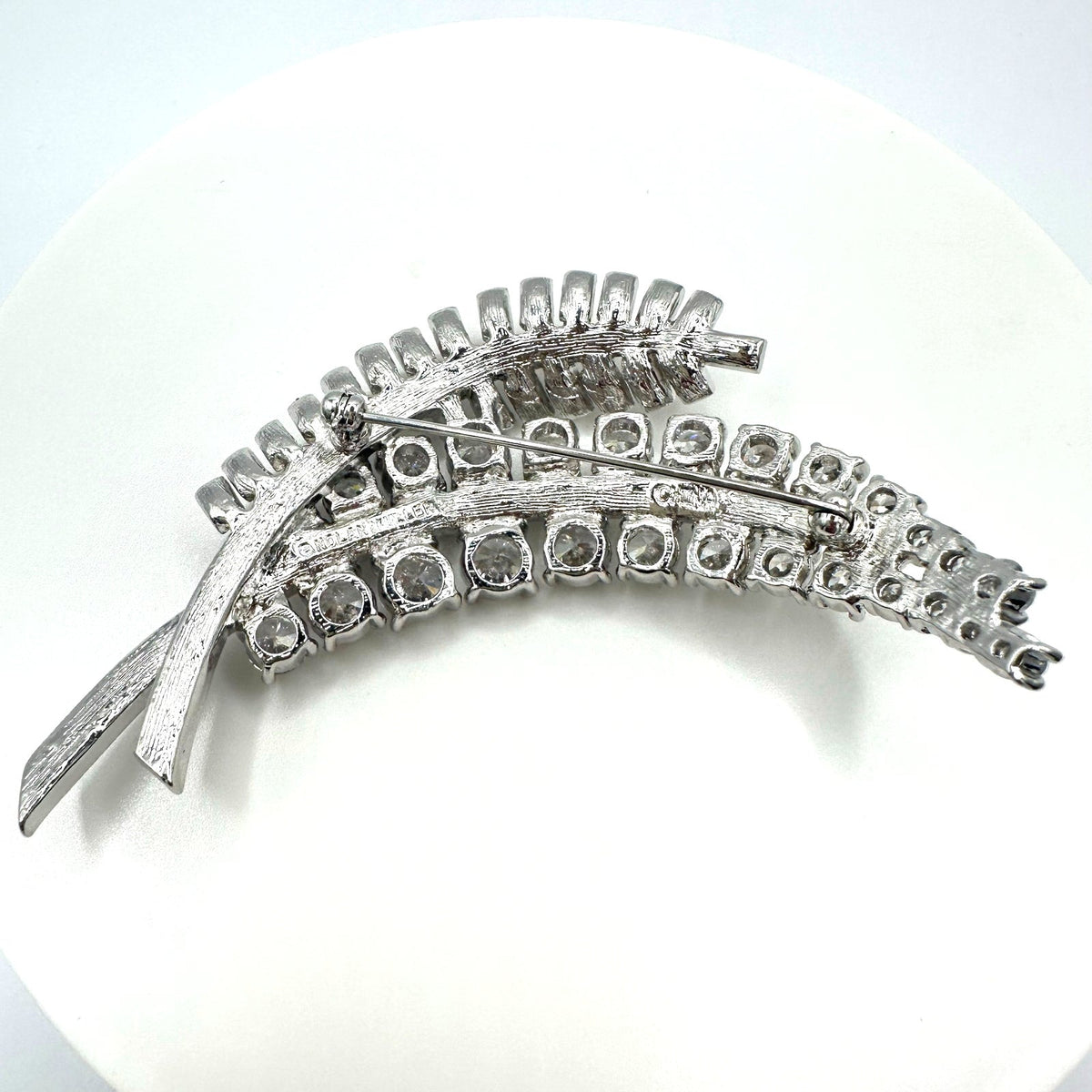 Nolan Miller vintage large silver tone clear CZs baguettes rhinestones brooch
