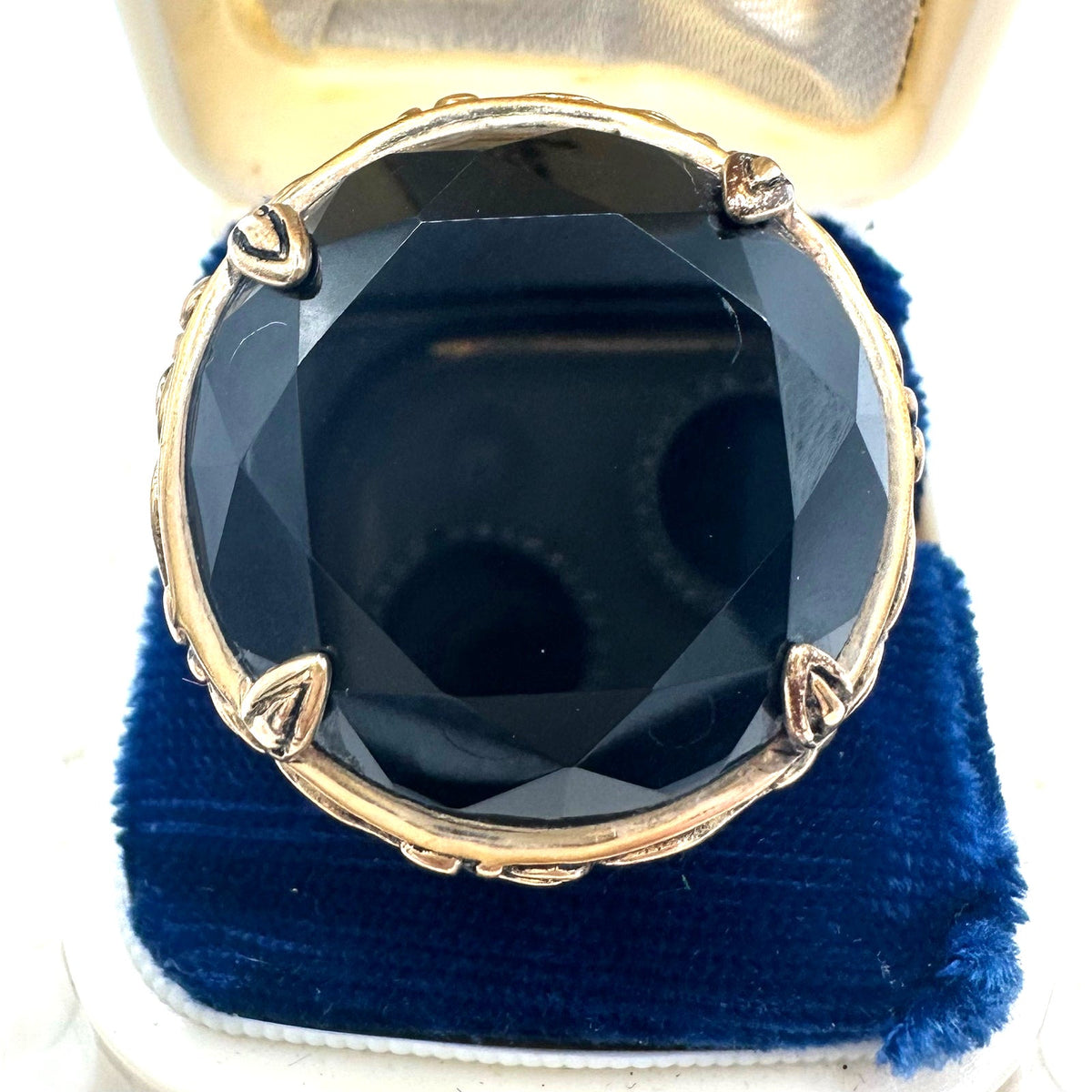 Barse Thailand rose gold tone massive 24mm black CZ cocktail ring size 7.25