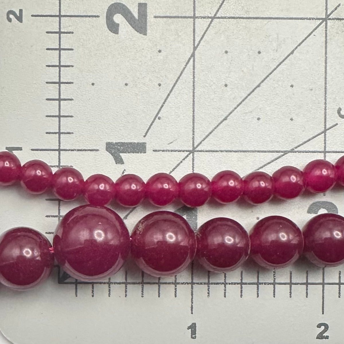 Magenta fuchsia pink dyed genuine agate beads beaded graduated 18" necklace
