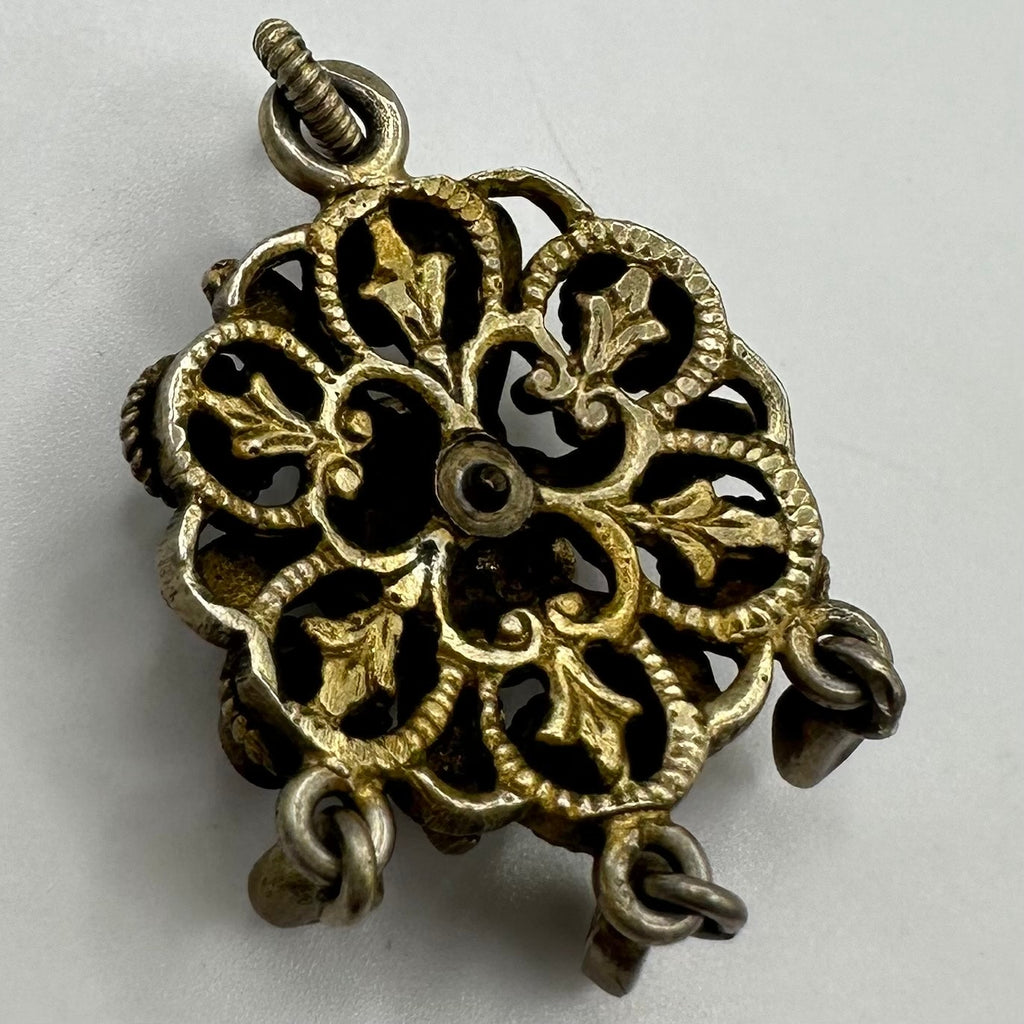 Antique 1800s Austro-Hungarian 800 silver gold gilt natural gemstones pendant