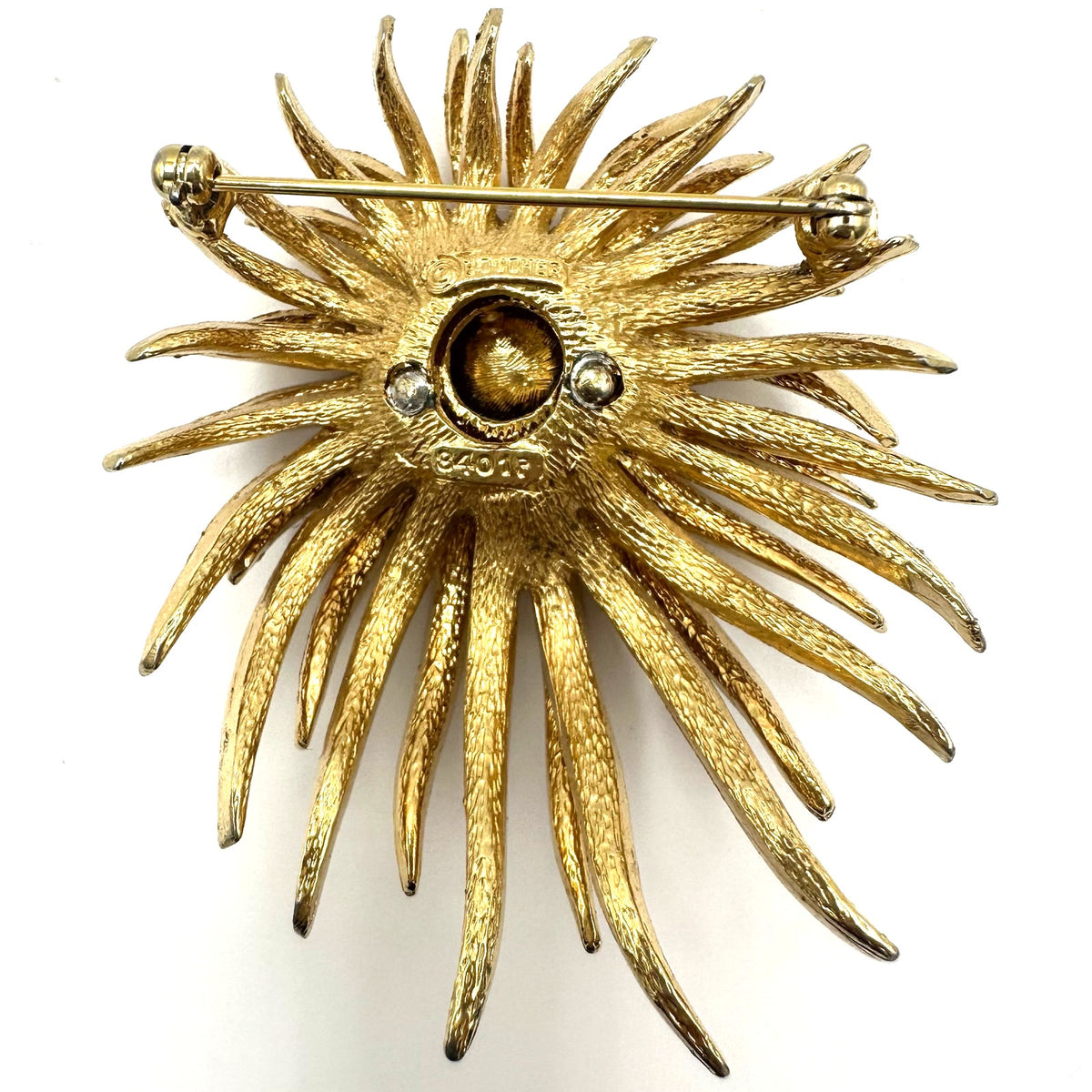 Marcel Boucher signed vintage gold tone real pearl 3D flower floral brooch
