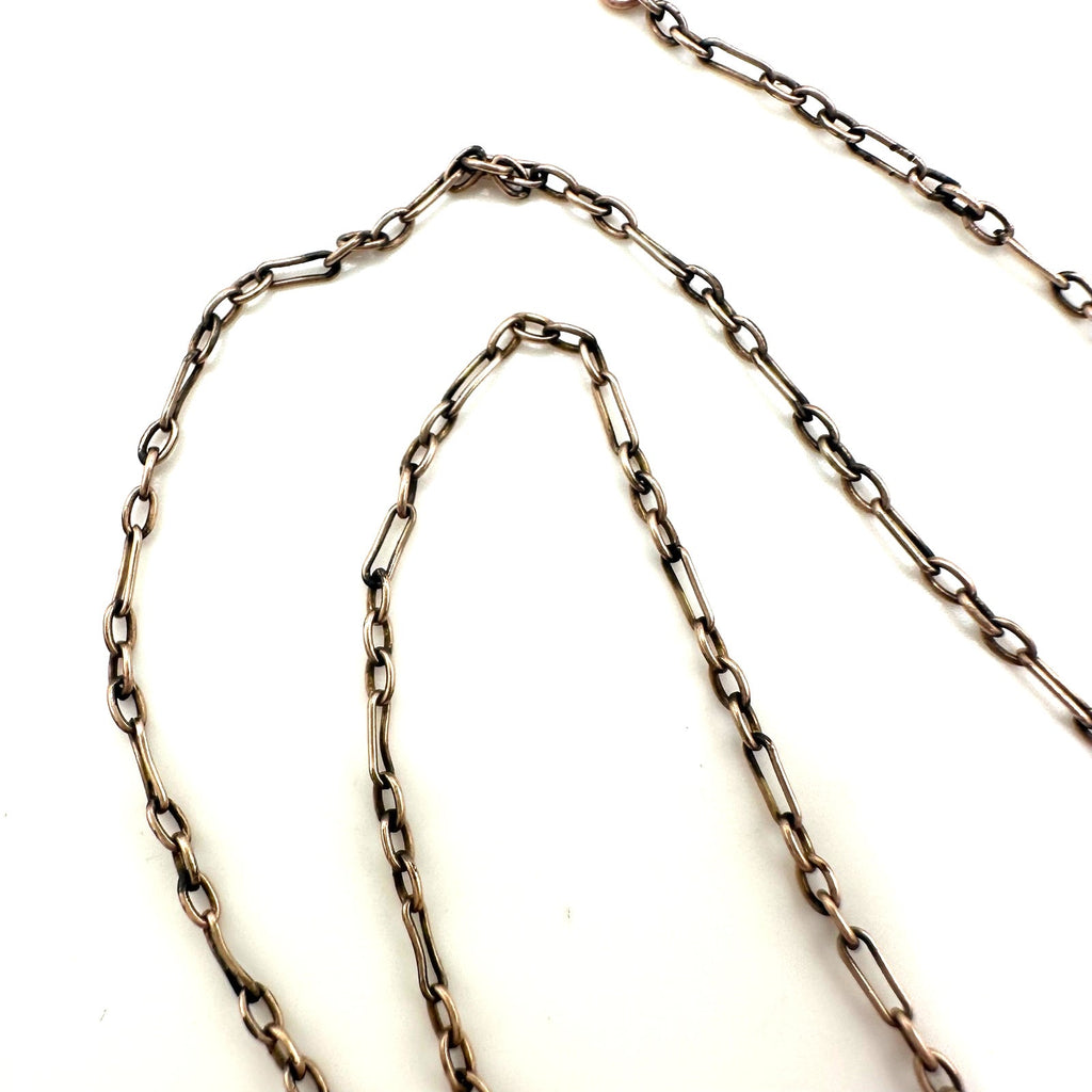 Antique Victorian Edwardian gold filled chain blue glass pendant necklace