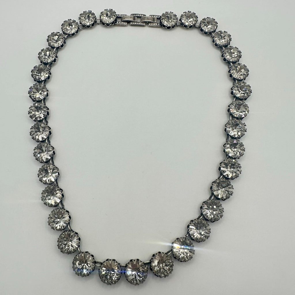 Stella & Dot Regency silver tone clear 12mm crystals rhinestones necklace