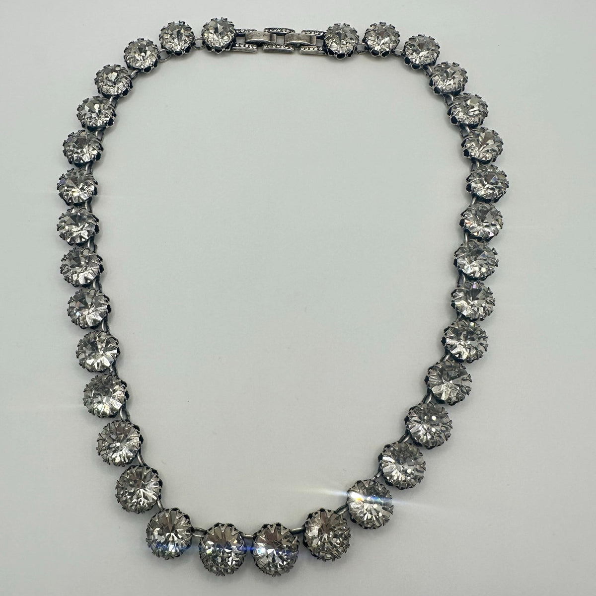 Stella & Dot Regency silver tone clear 12mm crystals rhinestones necklace