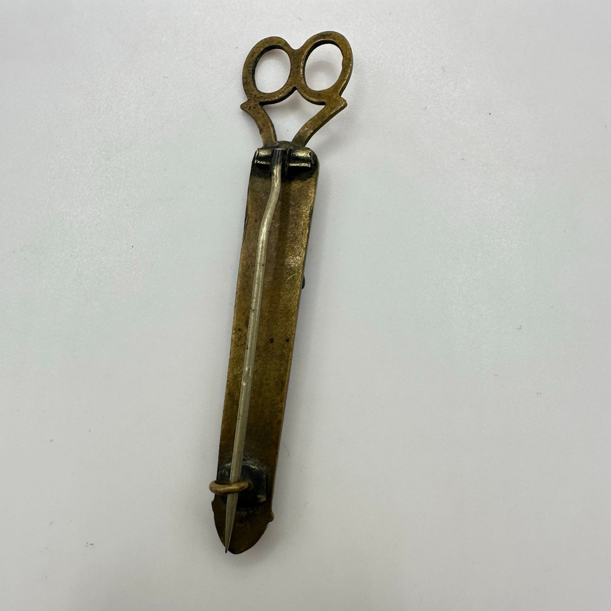 Antique Victorian 1800s gold filled red paste rhinestone scissors brooch pin