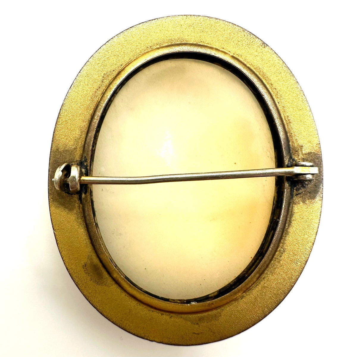 Antique Edwardian gold filled and gilt genuine carved shell cameo brooch