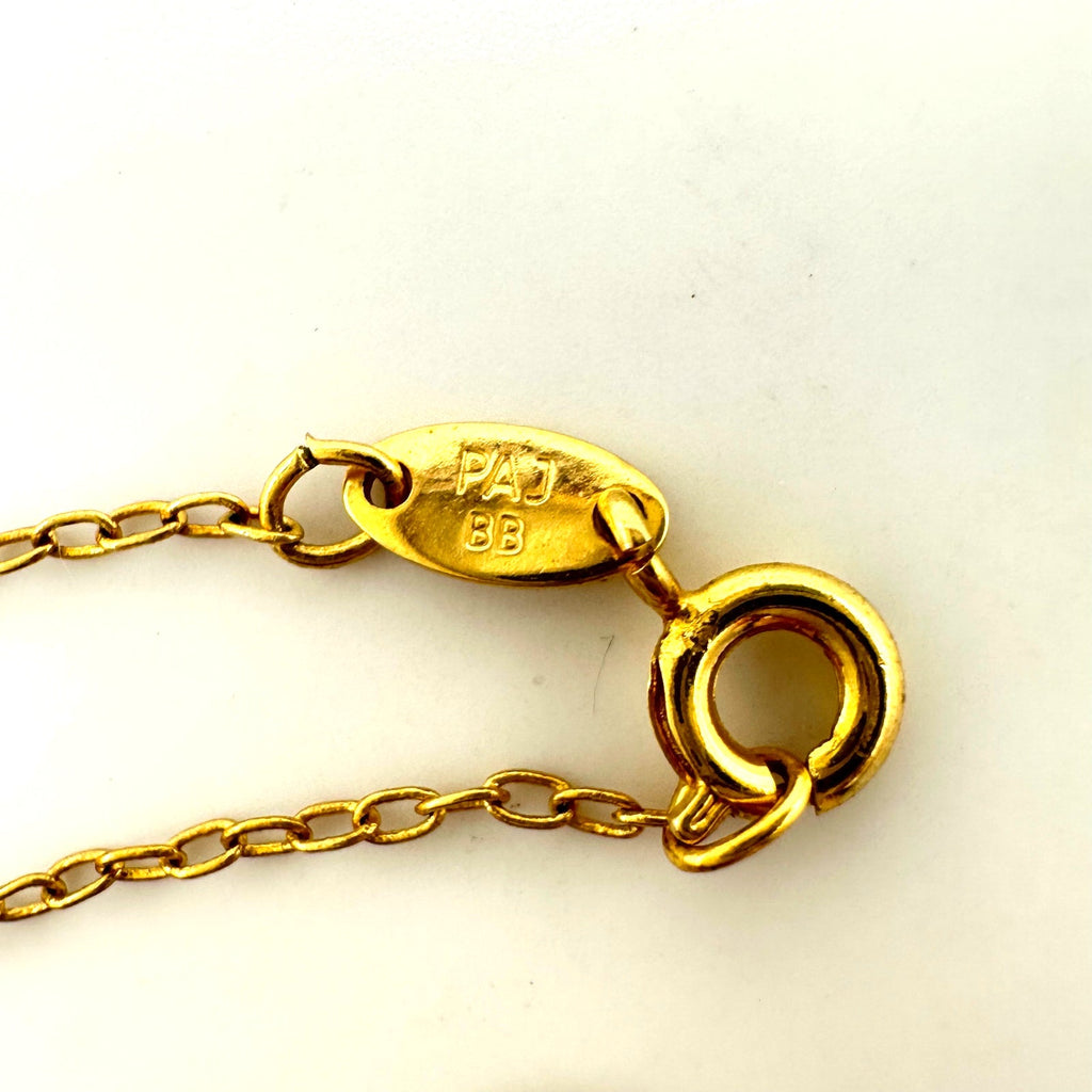 Gold tone genuine purple amethyst cabochon pendant 17.75" chain necklace