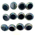Bundle lot 12 vintage antique 0.69" black Czech carnival glass luster buttons