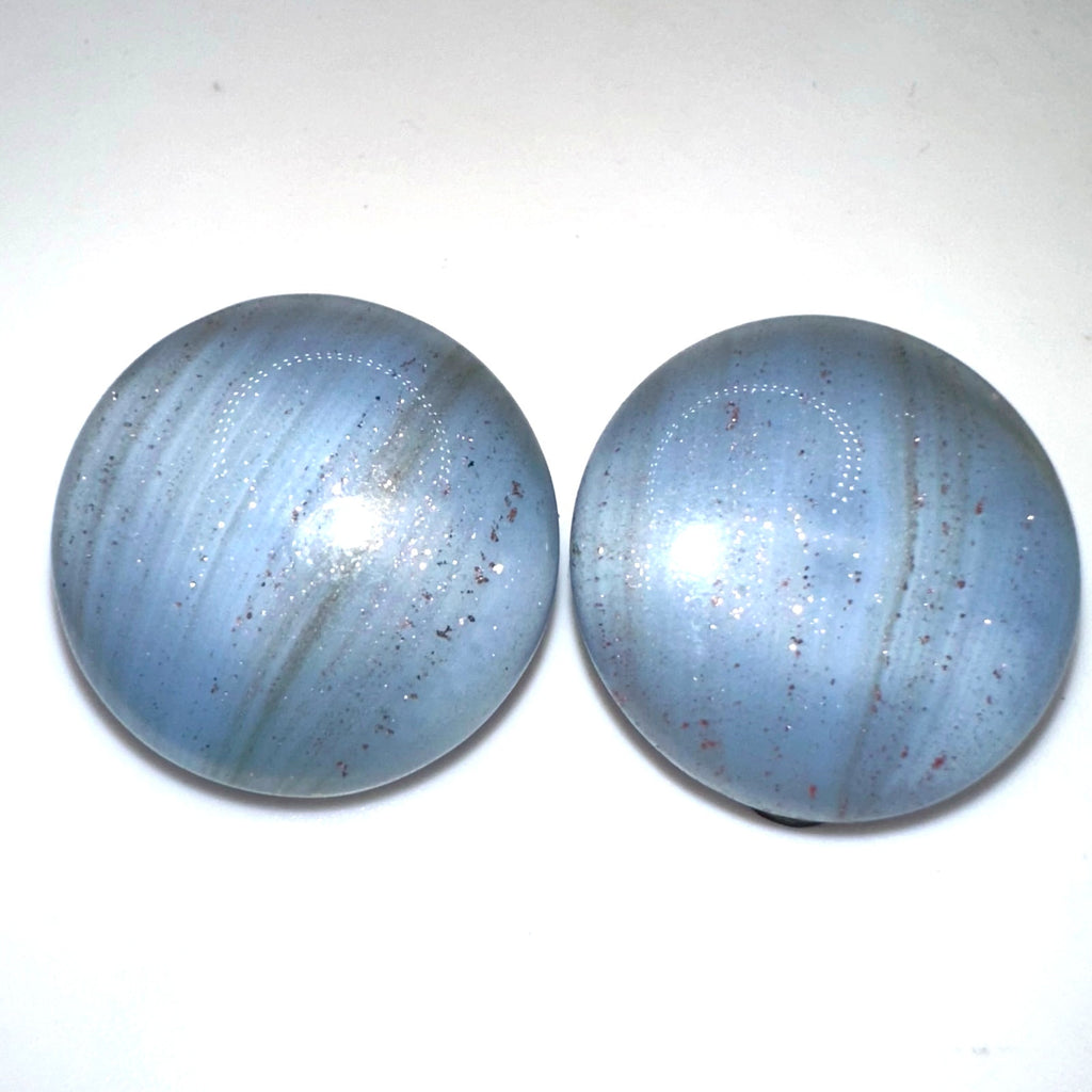 Austria vintage periwinkle blue purple gold glitter art glass clip on earrings