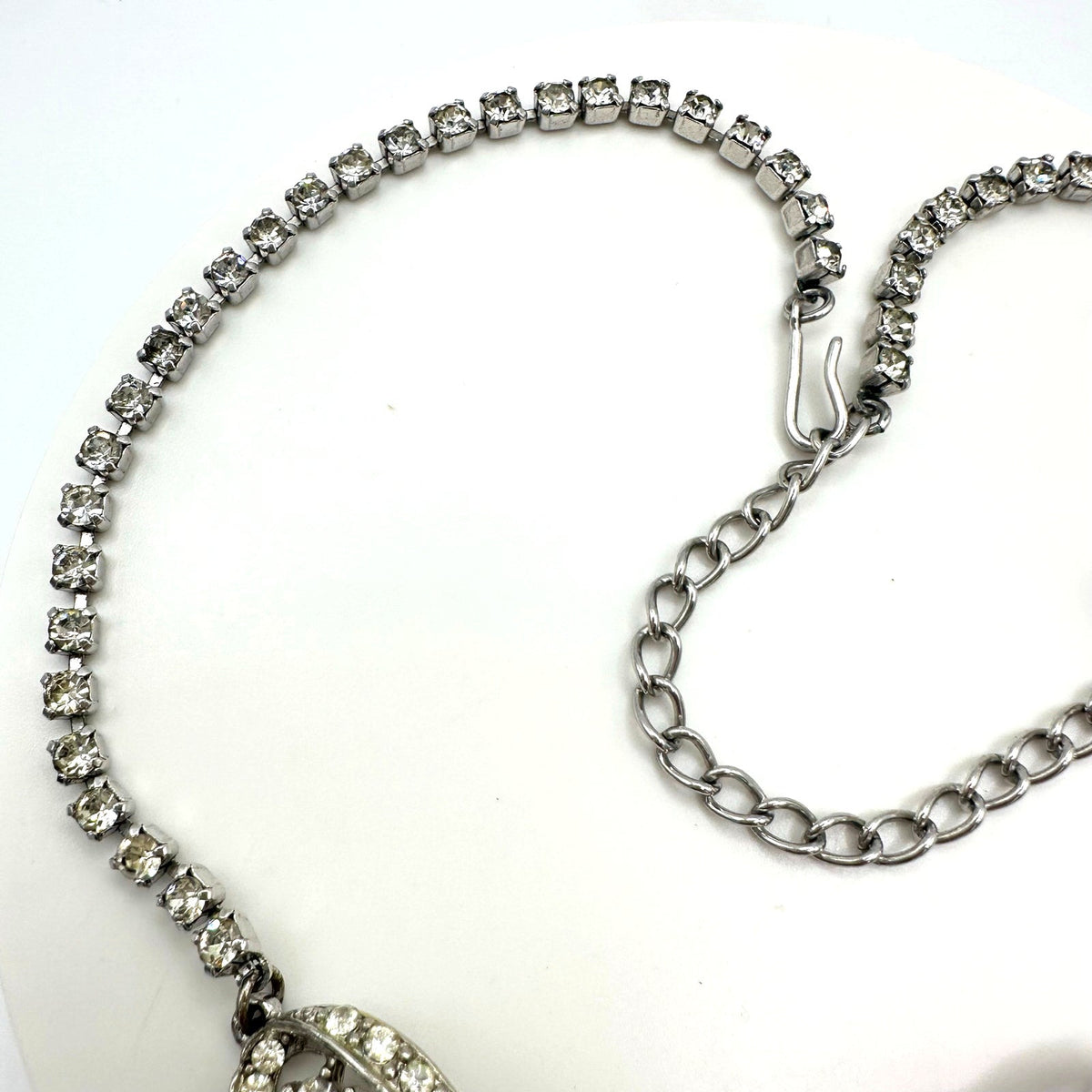 Coro Louise 1940s vintage silver tone clear rhinestones swag necklace