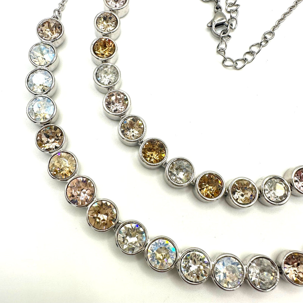 Touchstone Swarovski silver tone Austrian crystals necklace bracelet set