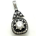 DGS Turkey 925 sterling silver clear cubic zirconia CZs leaf drop pendant