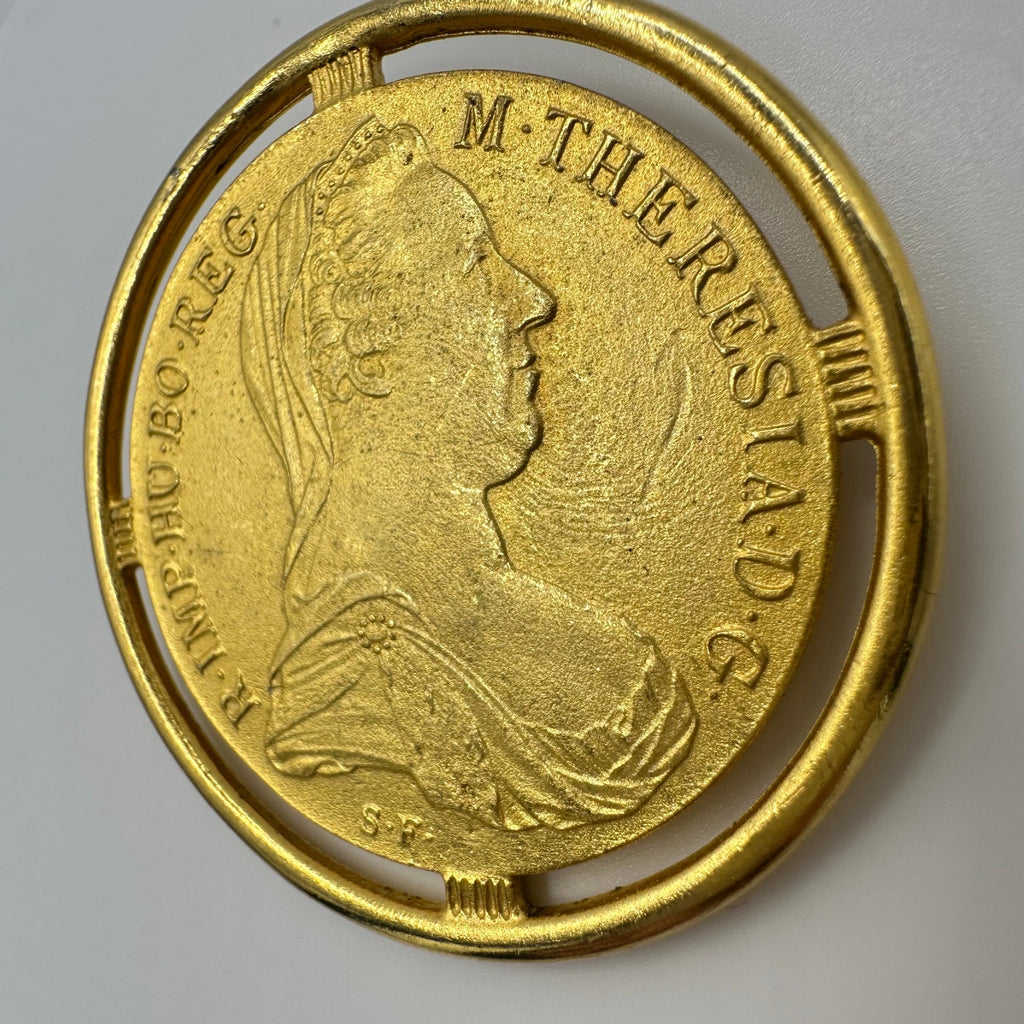 Ben-Amun vintage Maria Theresa Thaler gold plated coin replica statement brooch