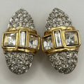 Swarovski Swan vintage 1990s 14kt gold plated Austrian crystals clip on earrings