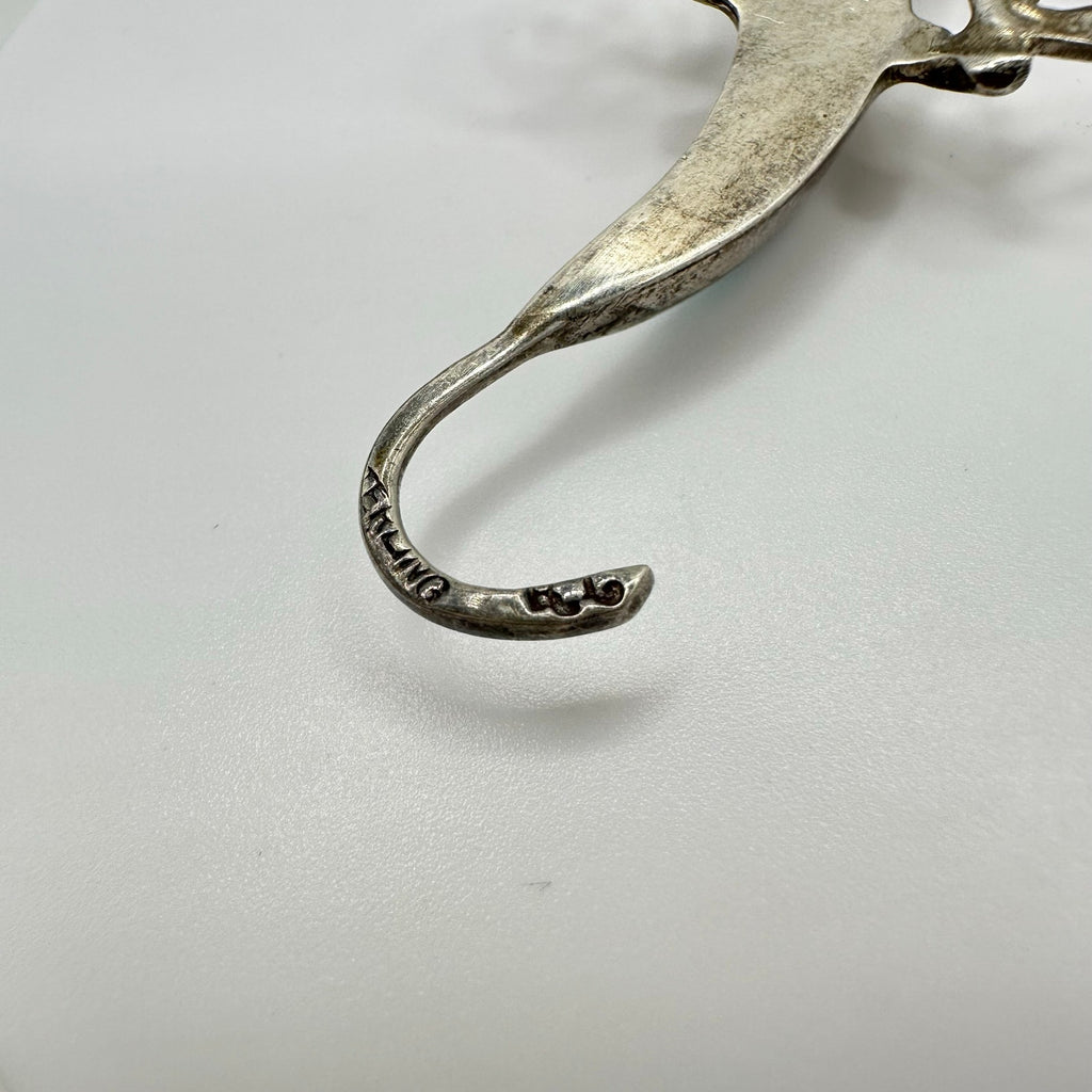 Native American sterling silver fire opal turquoise inlay lizard brooch pendant