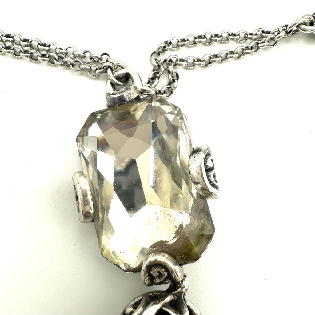 Brighton Compassionate Crystal silver plated double chain pendant necklace