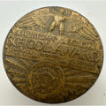 Antique Art Deco 1920s brass American Legion School award button single cufflink