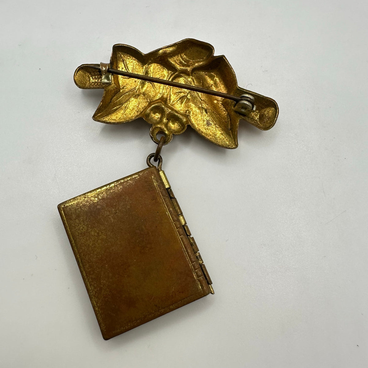 Rare 1920s Art Deco antique AT&T Telephone Numbers miniature book pendant brooch