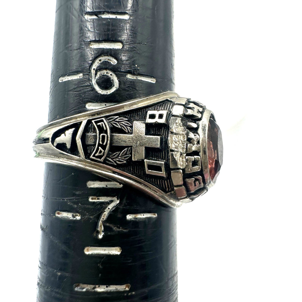Jostens 1980 vintage silver tone Lustrium peach stone class ring 6.5