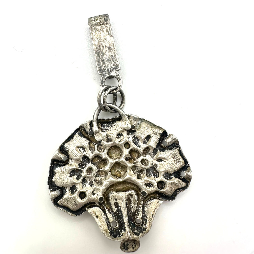 Antique chatelaine Autrian Empire pre-1867 solid 800 silver clothing clip