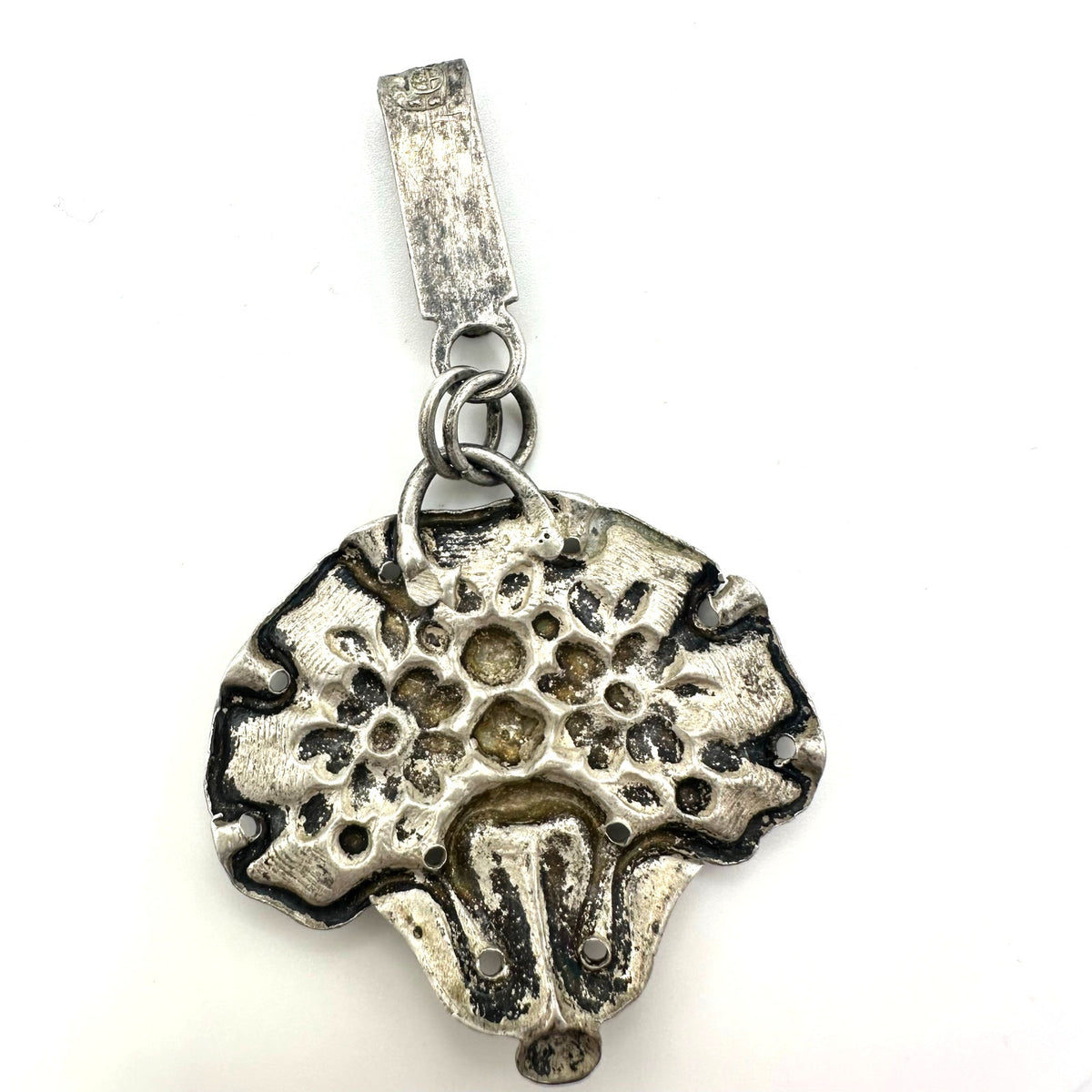 Antique chatelaine Autrian Empire pre-1867 solid 800 silver clothing clip