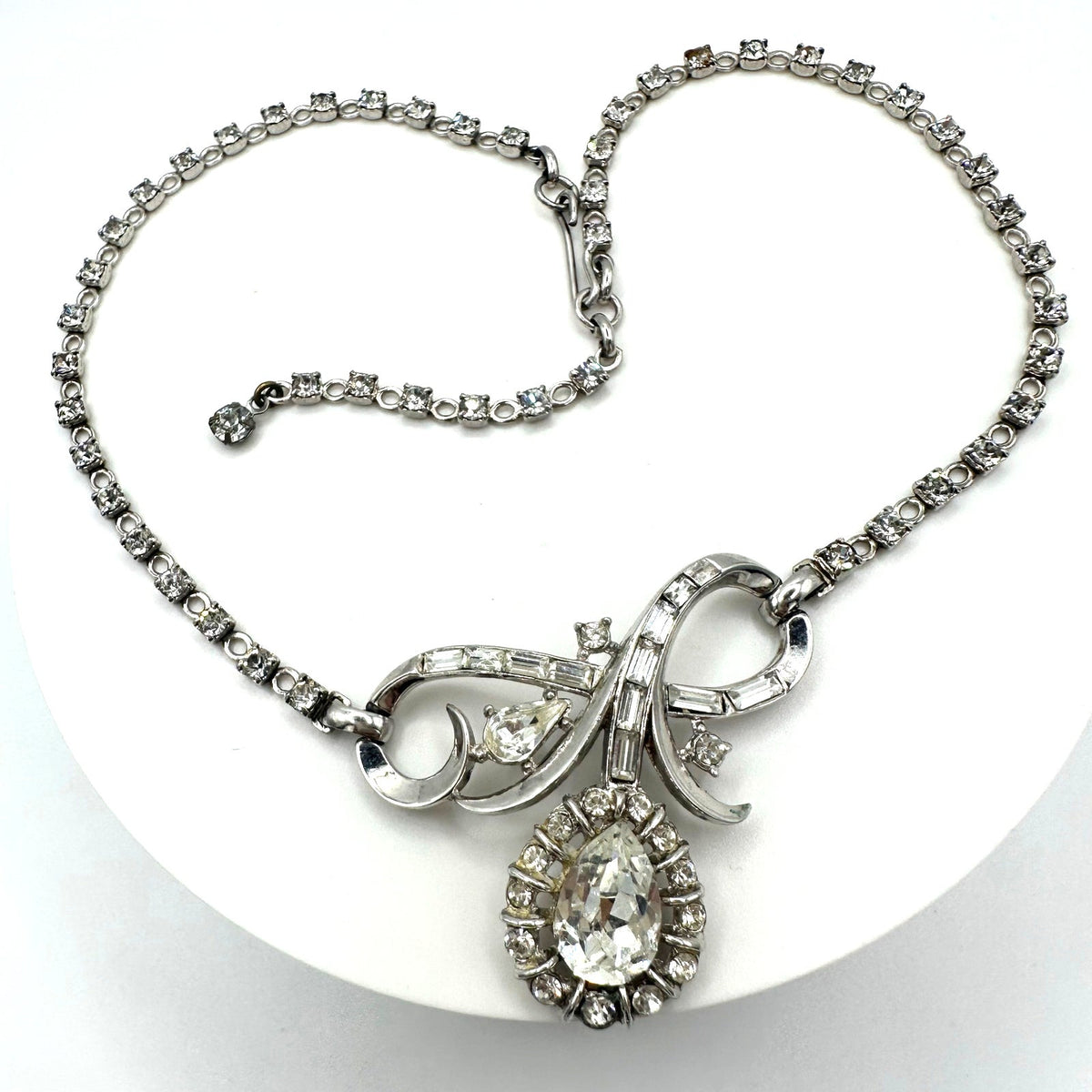 Trifari Alfred Philippe 1952 vintage silver tone clear rhinestones necklace