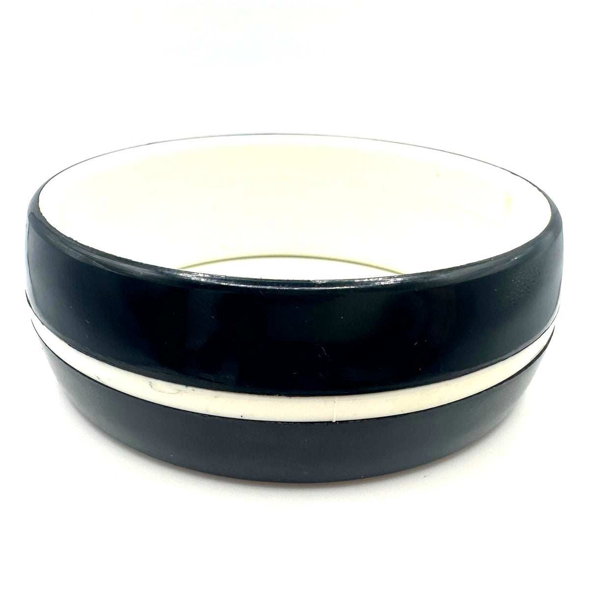 1940s vintage retro black white lucite statement chunky bangle bracelet