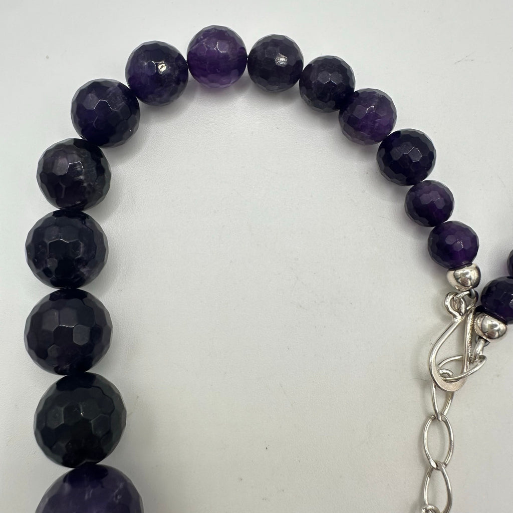 DTR Jay King 925 sterling silver genuine amethyst beaded graduated necklace