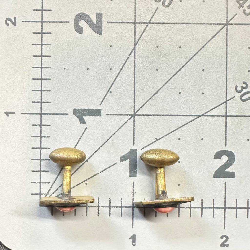 Antique Victorian Arts & Crafts gold tone peach art glass bean back cufflinks