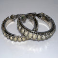 Vintage clear glass baguettes rhinestones silver tone hoops clip on earrings