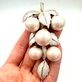 Vintage gold silver tone pink pearls beaded grapes bunch articulated brooch